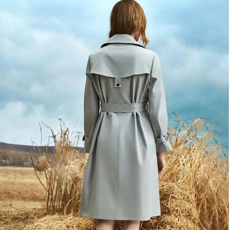 High-end Women's Casual Trench Coat Spring Autumn New Loose Lace-up Windbreaker Jacket Fashion Female Long Parker Overcoat XL