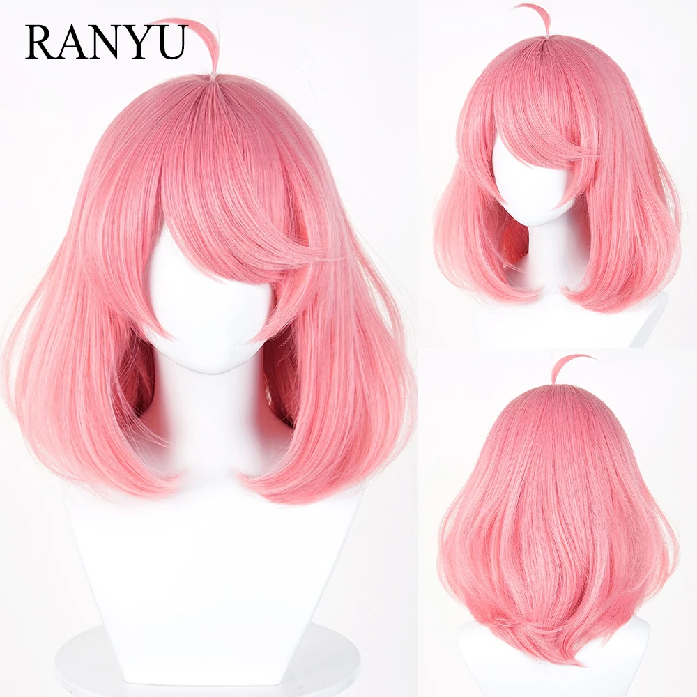 

Pink Short Straight Synthetic Wigs with Bangs Anime Game Cosplay Fluffy Heat Resistant Wig for Daily Party