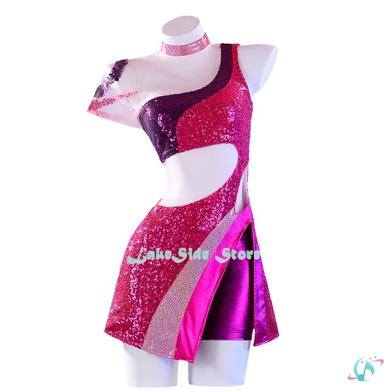 Anime Cartoon Prinecess Musa Cosplay Costume Wig Boots Pink Suit Girls Cute Fantasia Dress Sequin Skirt Hallow disfraz mujer view 2