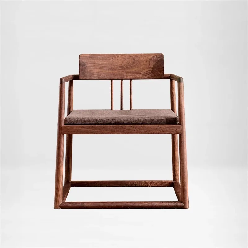 دائرة زن من خشب الجوز الأسود الصيني الجديد، كرسي شاي غرفة الشاي، كرسي تايشي من خشب الرماد #2