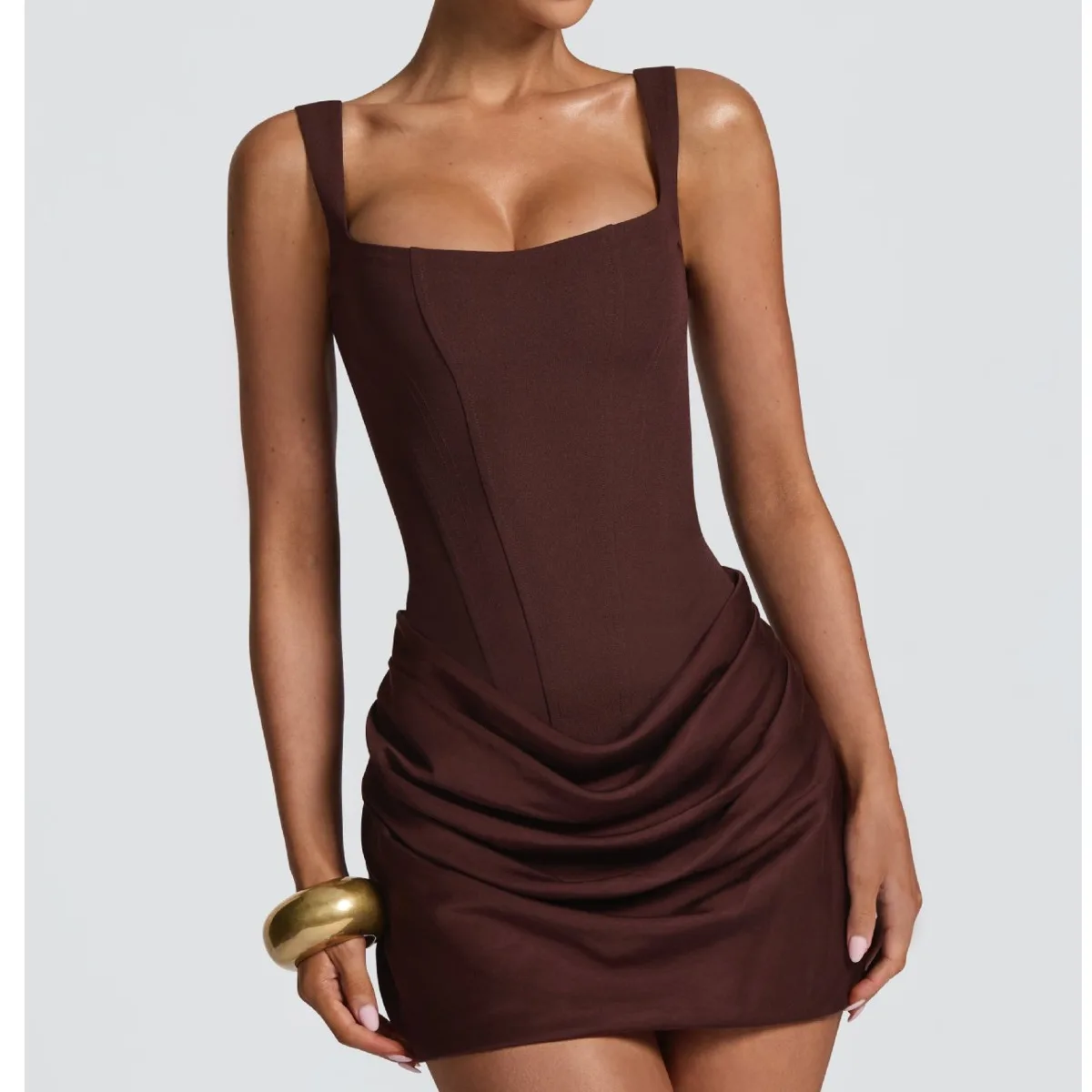 فستان BJTZ جديد أوروبي وأمريكي مثير برقبة دائرية بدون أكمام ورباط علوي #3