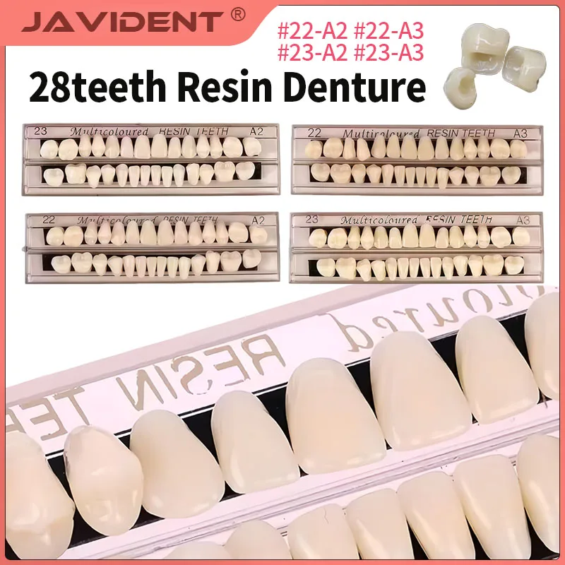 28 Teeth/set Resin Denture Teeth 3d Shade Guide Color Comparator Mirror Dentistry Cold Light Teeth White Bleaching Dental Plate