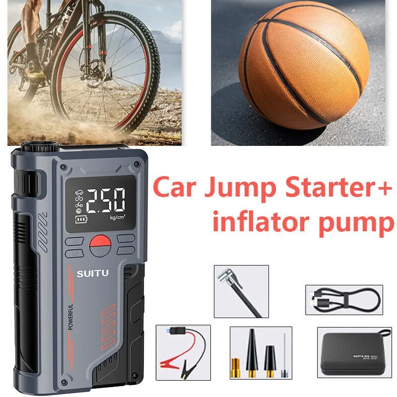 4 in 1 Car Jump Starter Air Pump 150PSI Air Compressor 20000mAh Peak Current 1000A Starter Device Digital Tire Inflat