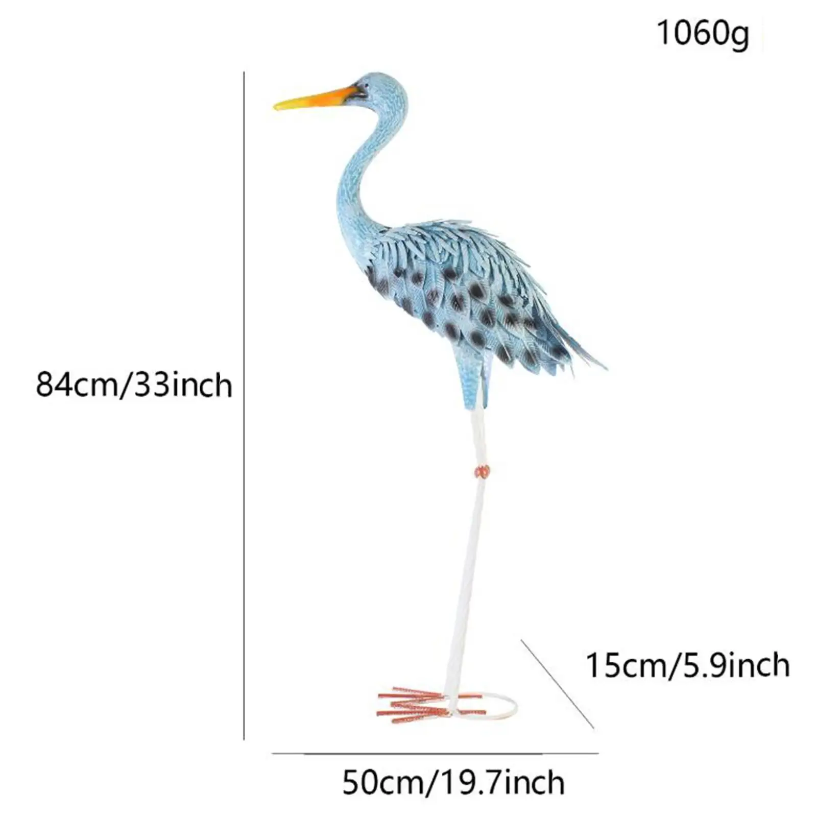 Blue Egret Statue Garden Decoration Lawn Ornament Collecting Decorative Craft Metal Yard Art for Indoor/Outdoor Porch Yard