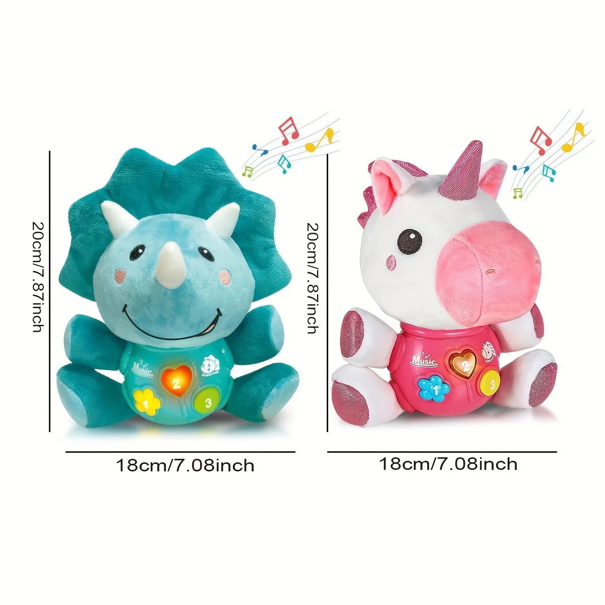 Juguete musical de peluche, muñeca sensorial educativa, juguete musical iluminado, regalos de cumpleaños de Navidad, accesorios de color aleatorio