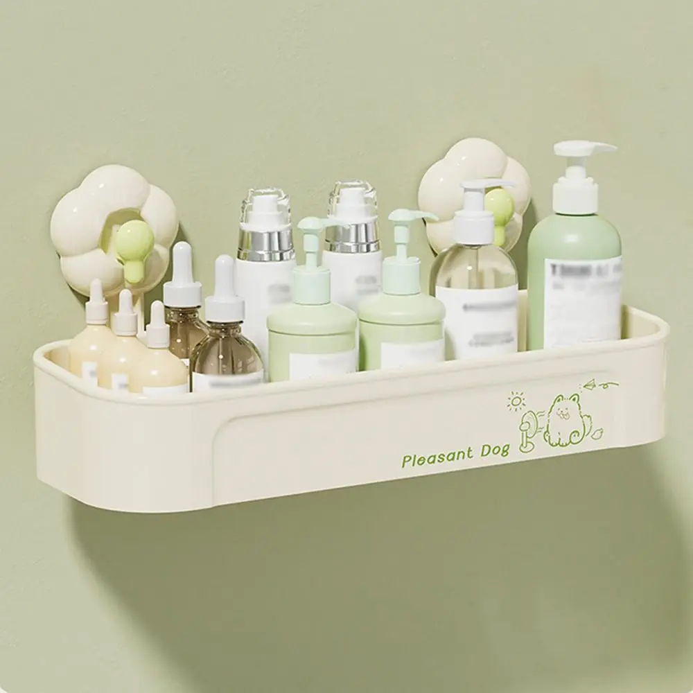 Simple Flower Suction Cup Shelf Drain Hole Punch-Free Bathroom Storage Shelves Durable Cute Soap Dish Holder Living Room