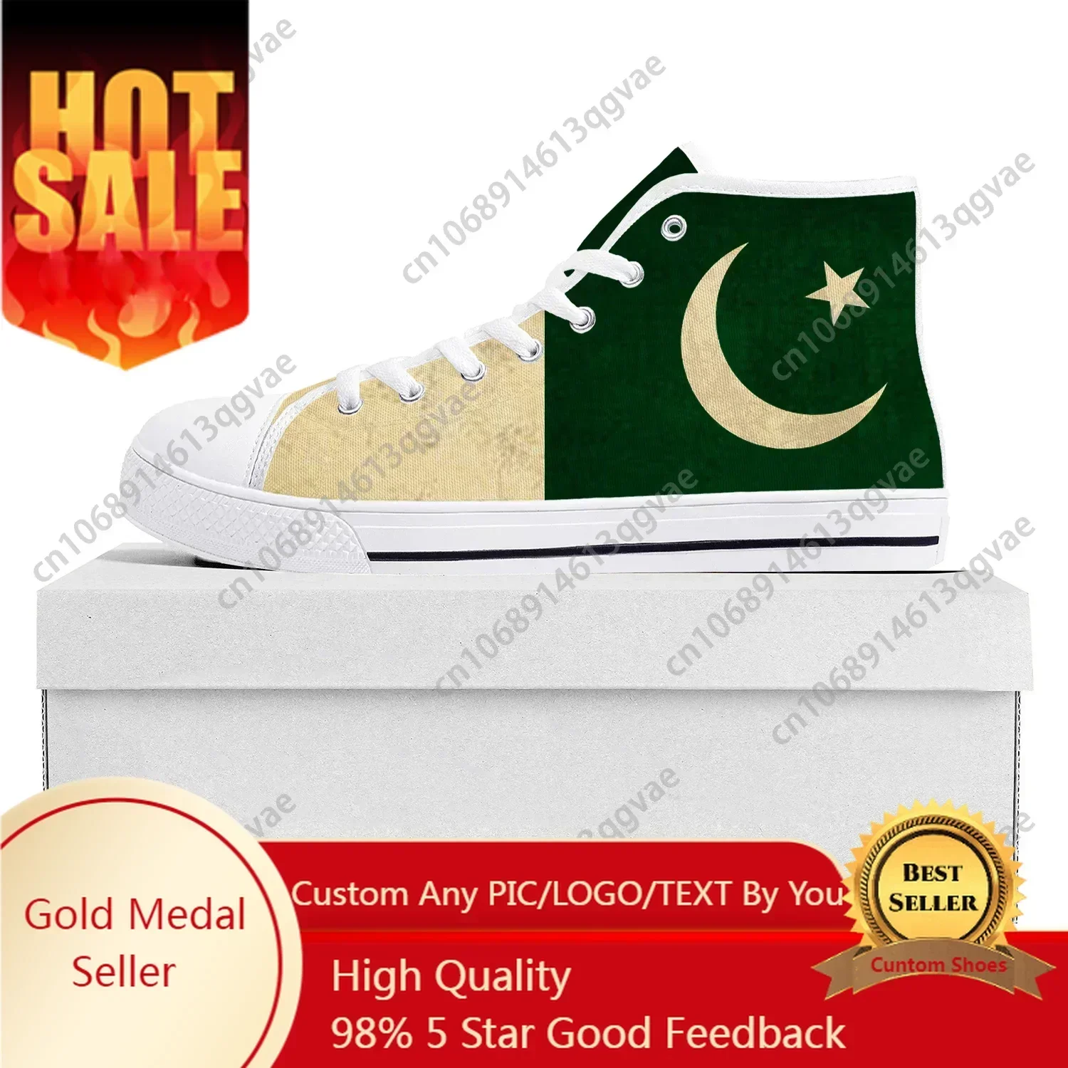 

Pakistani Flag High Top Sneakers Mens Womens Canvas Sneaker Pakistan Casual Couple Shoes Custom Shoe