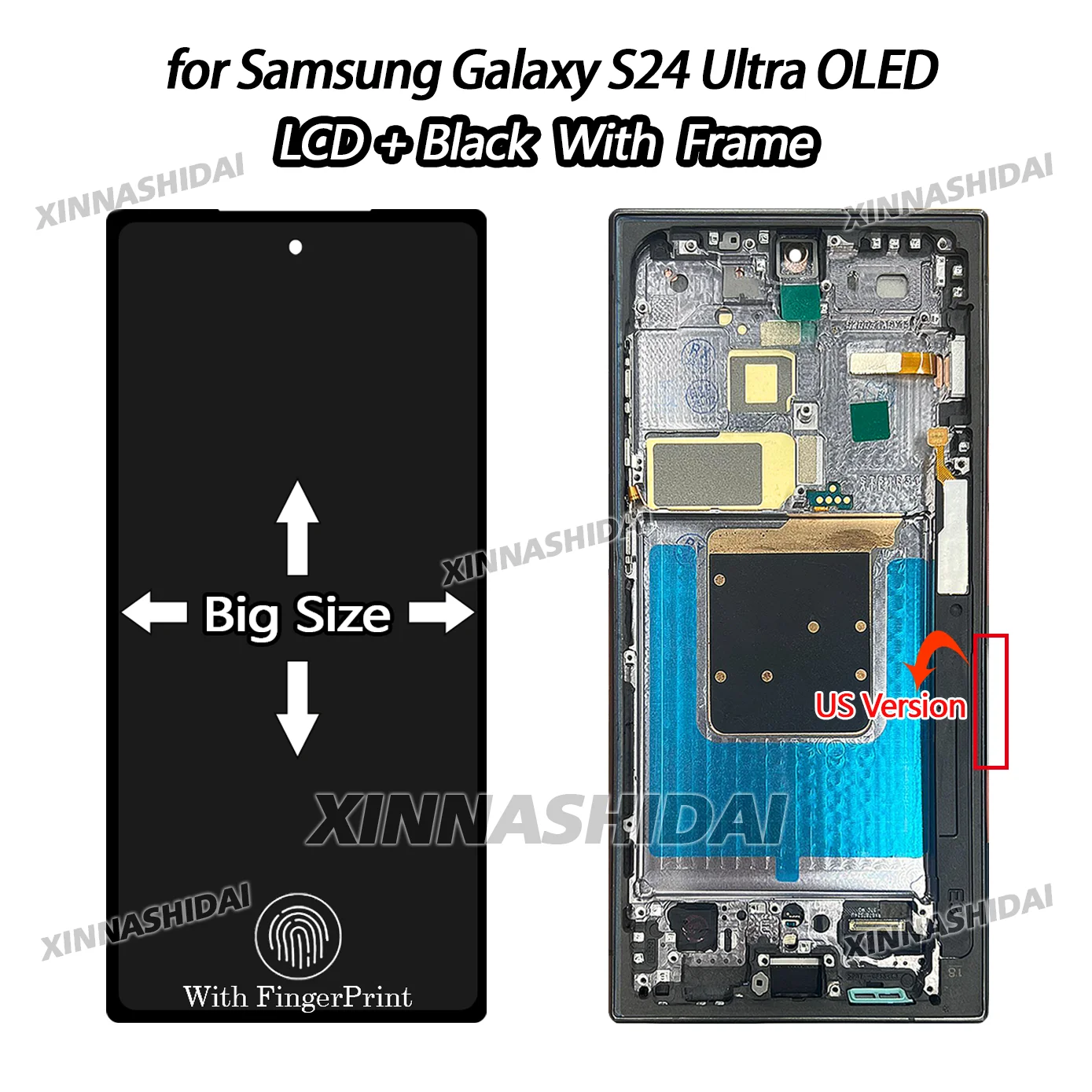 Hoogwaardig groot OLED-scherm voor Samsung Galaxy S24 Ultra LCD-display touchscreen digitizer voor S24 Ultra + frame vervanging