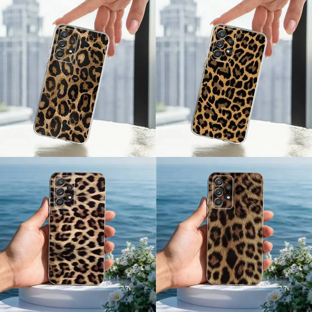 

Texture Art Leopard Print For Samsung A30,71,51,S9,10,20,Ultra,S22,23,21,PIus,FE,Lite,Transparent, Silicone Case