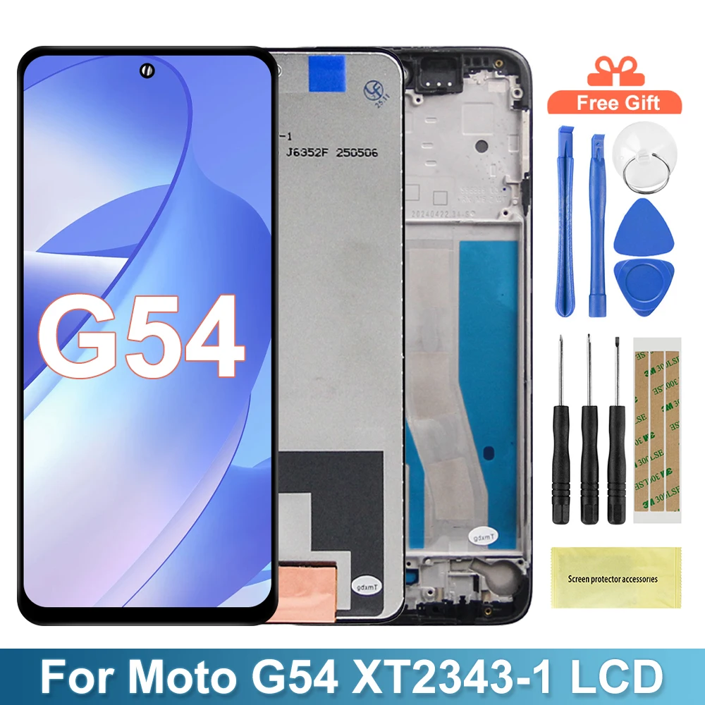 Para Motorola Moto G54 pantalla LCD marco de pantalla táctil digitalizador montaje completo para Motorola Moto G54 XT2343 XT2343-1-2-5