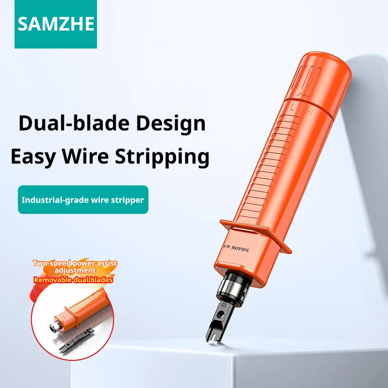 SAMZHE Punch Down Tool Double Blade Head Network Cable Tool Double Blade Ethernet Impact Terminal Insertion Tool Adjustable