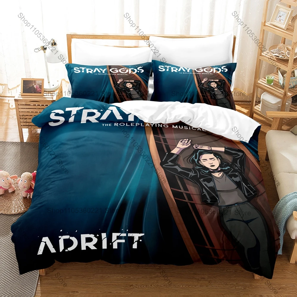 Stray Gods Bedding Set, Duvet Cover & 2 Pillowcases, Musical Game Pattern Breathable Fabric All Season Use