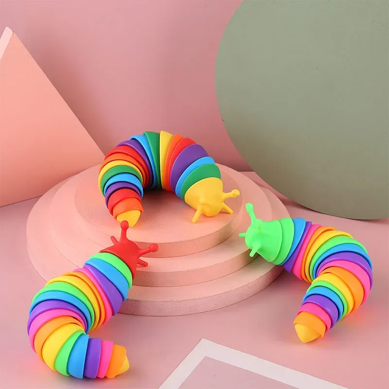 Colorido 3D Fidget Slug Toy para crianças, Sensorial Slug, Stress alivia diversão, brinquedo de descompressão, Creative Twist Caterpillar Fidget Brinquedos, 18cm