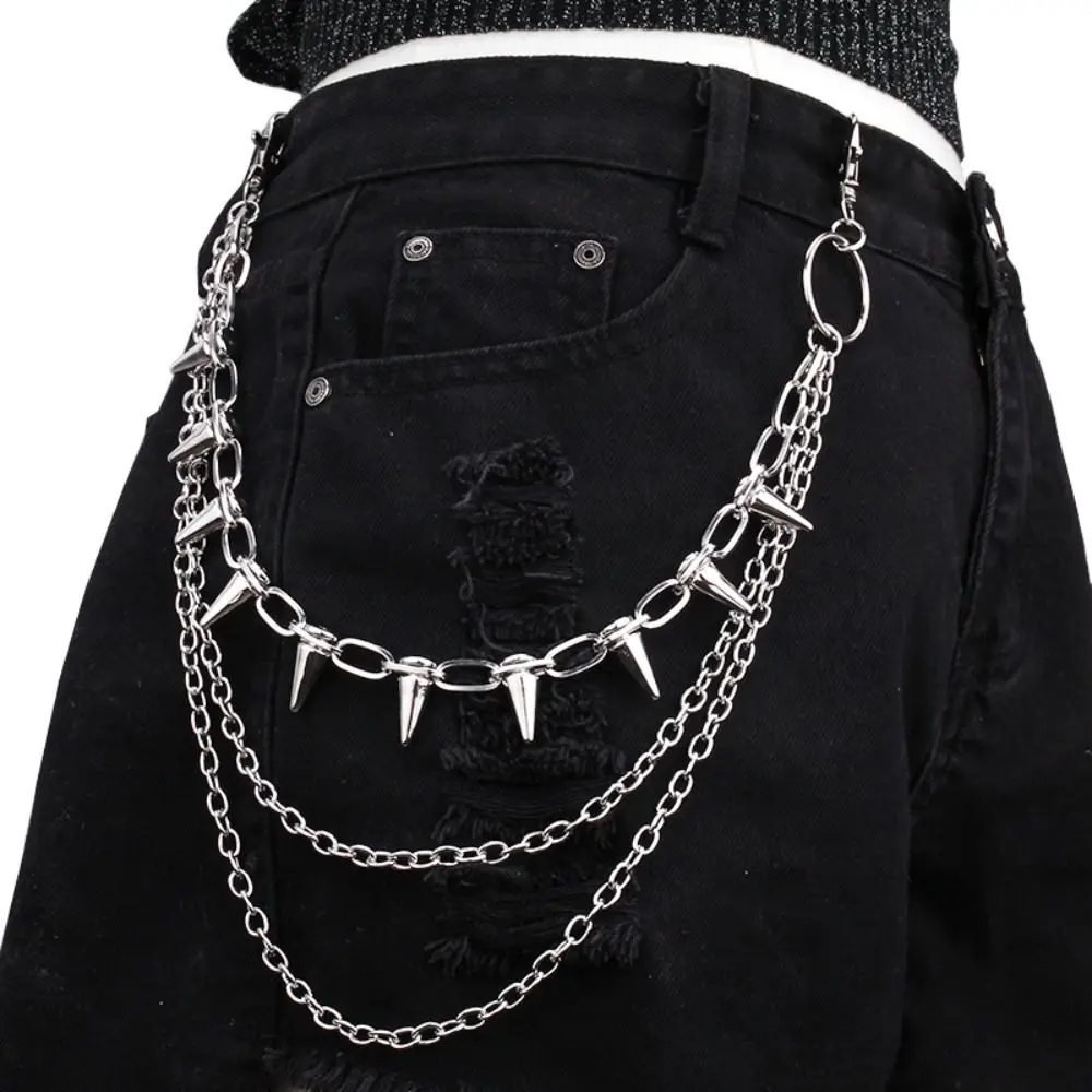 Fashion Metal Layered Waist Chain Rivet Multi-layer Punk Chain Trousers Chain Men
