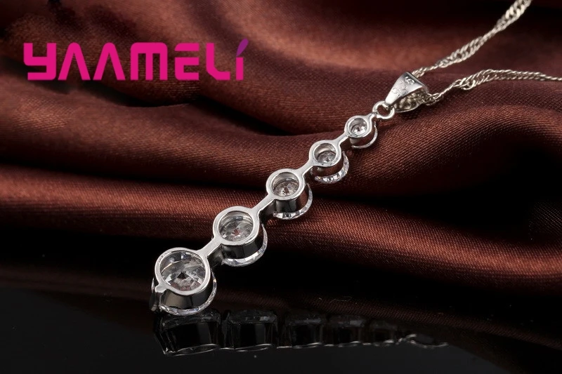Women's Long Drop Earrings & Pendant Necklace Set, 925 Sterling Silver
