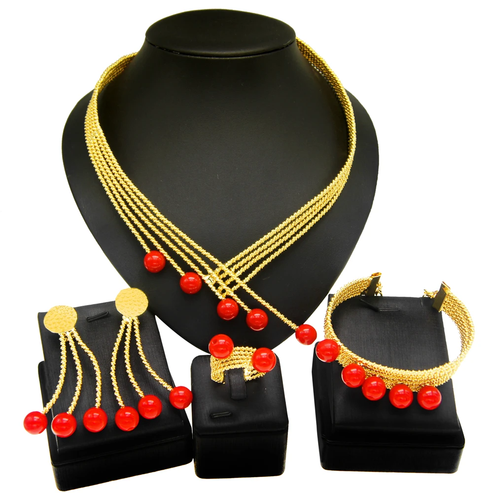 Yulali Brazil gold-plated luxury jewelry set Earrings bracelet Pearls Clean and soft low-key temperament coming-of-age ceremony