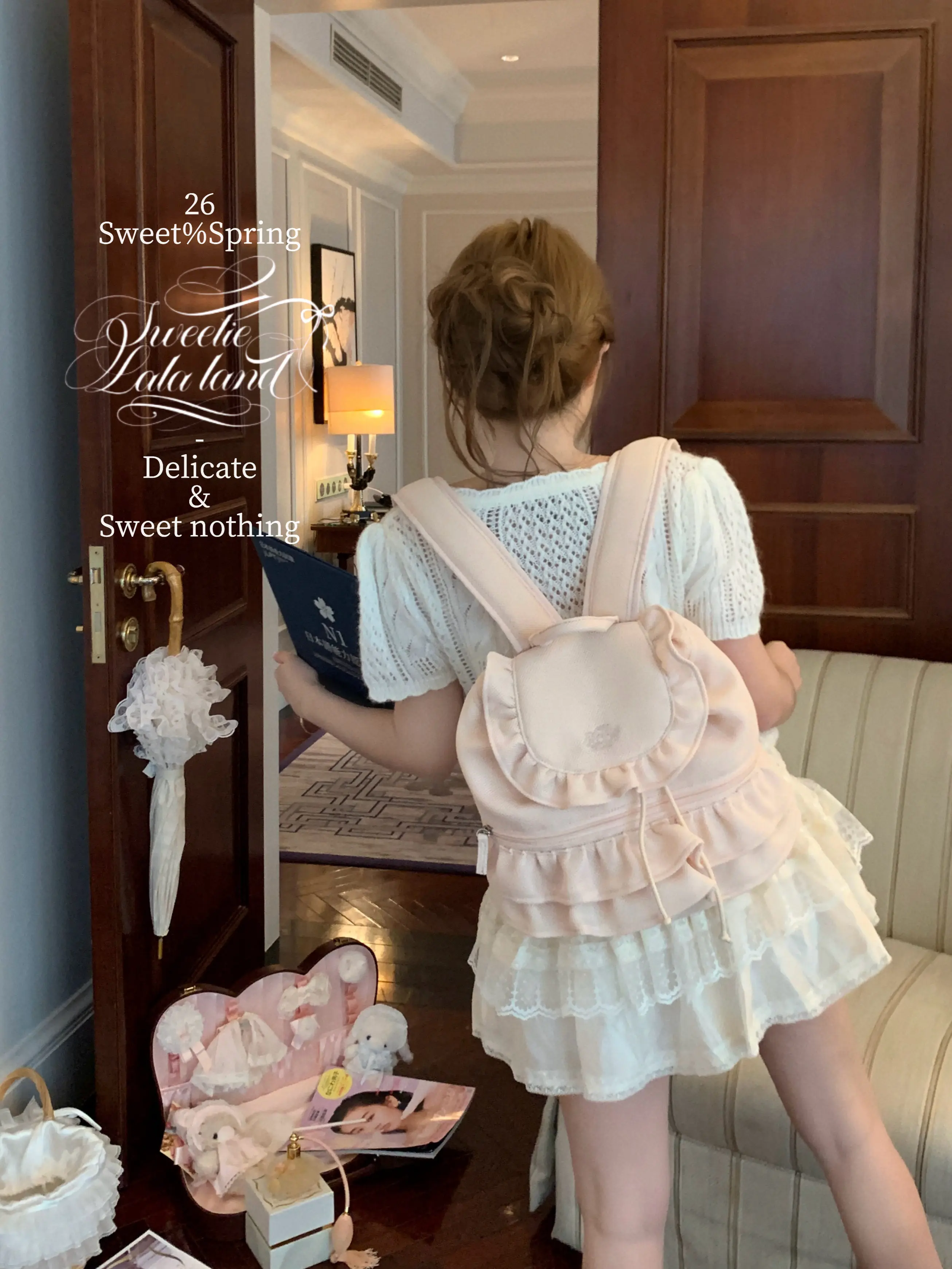 Comfortable Ballet Style Original and Sweet Lace Fashion Backpack Girl's Schoolbag Casual Women's Travel and Commuting Bags