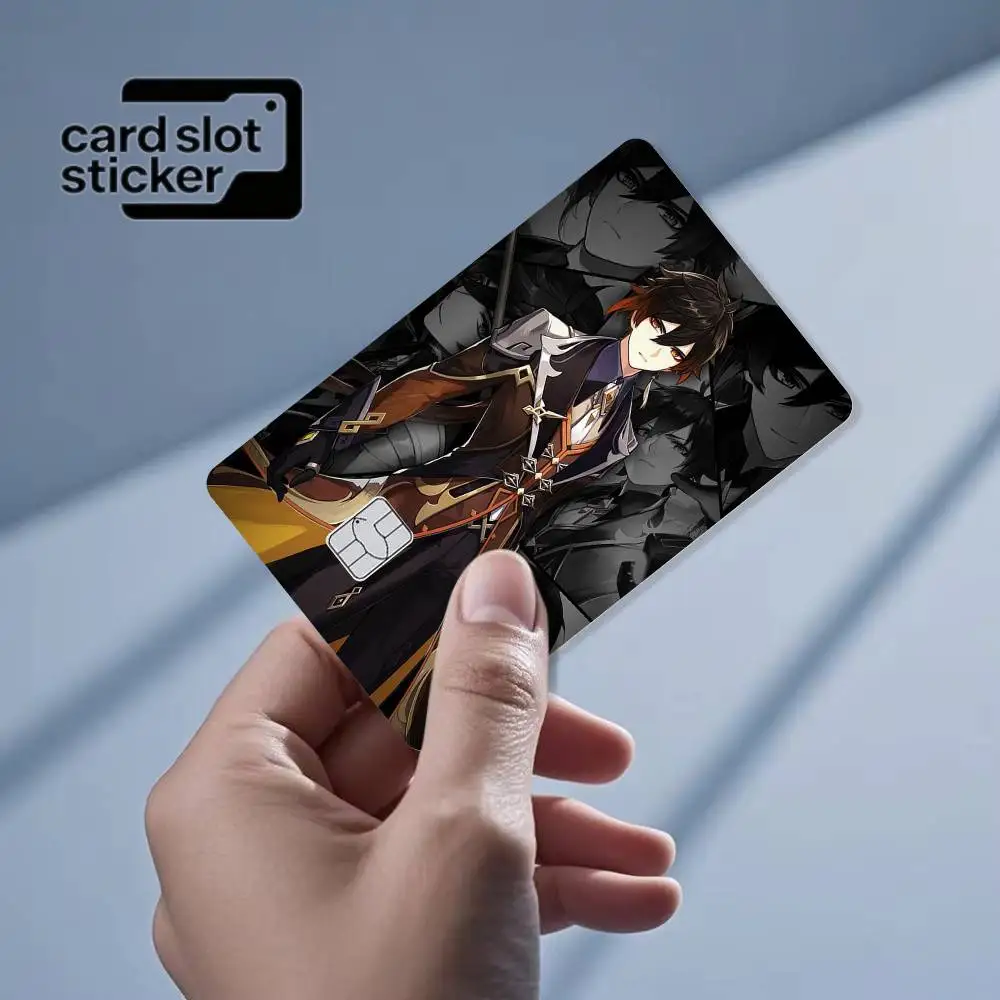 Artistic Game Genshin Impact ZhongLi  Credit Card HD Stickers Game Card Decal Small Chip Waterproof Sticker Gift