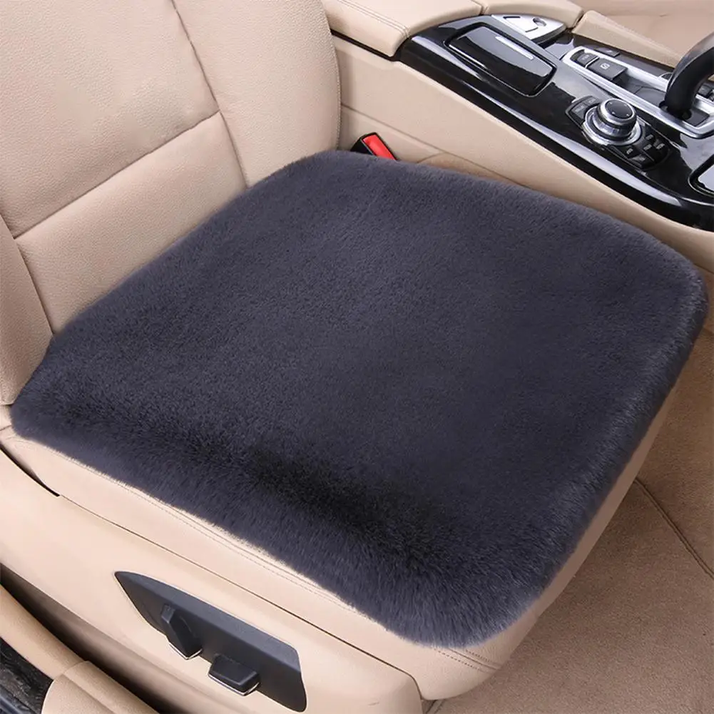 Mehrfarbiges Plüsch-Kaninchenfell-Autositzkissen, Plüsch-Sitzbezugkissen, Winterwarmer Plüsch-Sitzschutz, Innenraumzubehör.