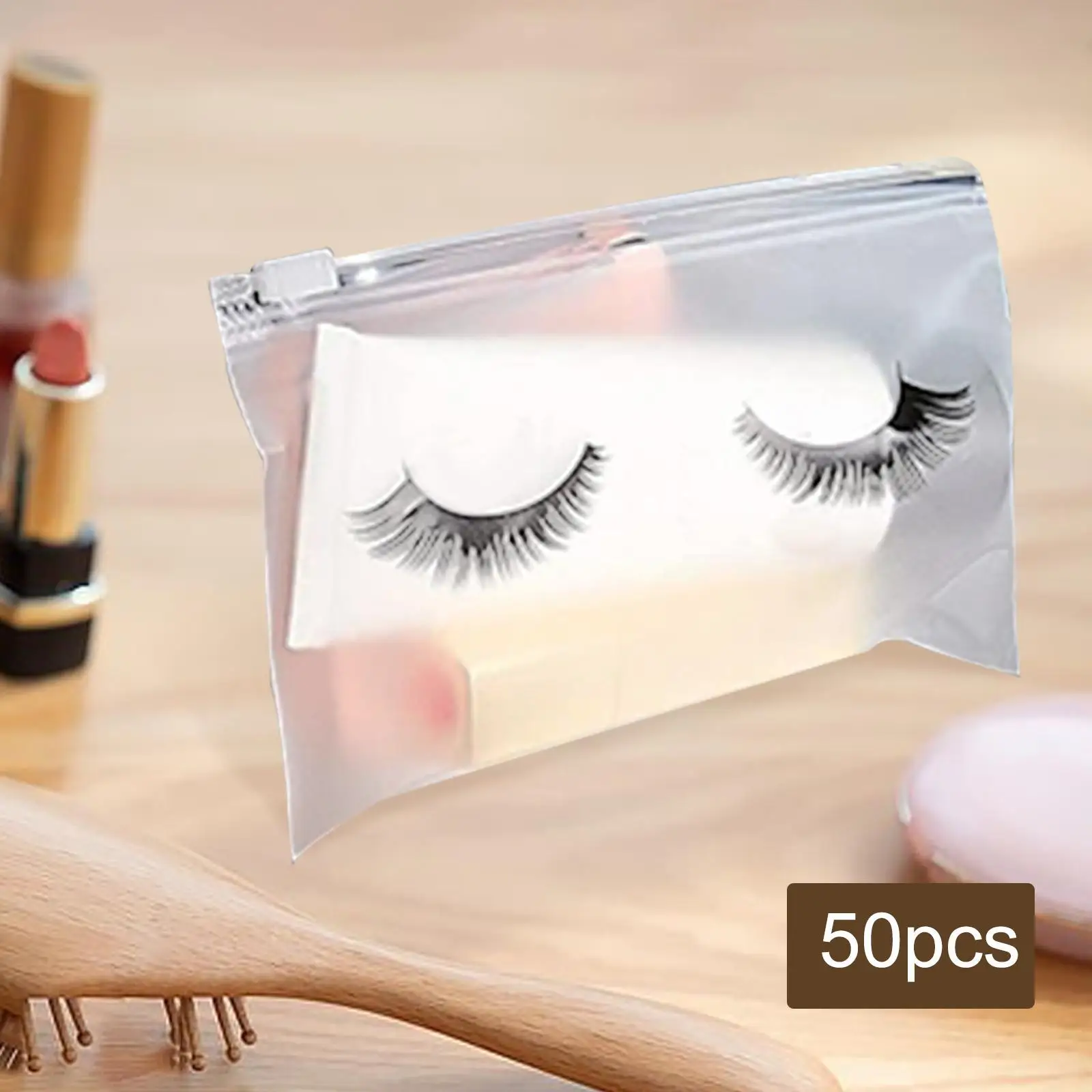 50 Count Lash Bags Eyelash Makeup Bags with Zipper Adorable 18x13cm White