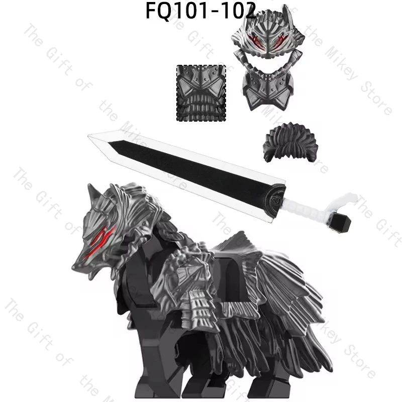 Guts FQ101 FQ102 Popular Japanese Anime Characters Berserk Horse mini Model figures Blocks cartoon  MOC Bricks Set Gifts Toys