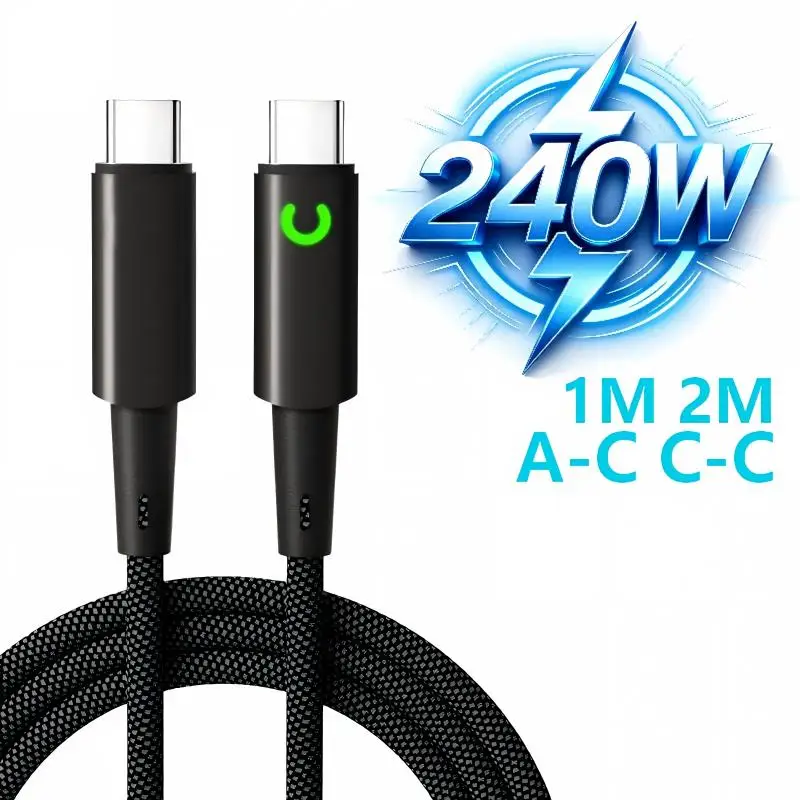 PD 240W Cable Fast Dual-Head Type-C Smart Surge Protection Data Cable For Fast Charging Apple 16/17 Huawei Xiaomi Smartphones