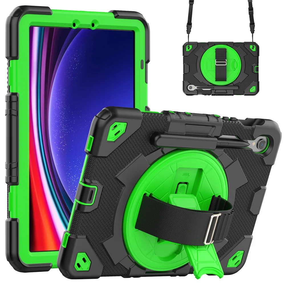 

Silicone PC Full Protective Case Samsung A9 A9 Plus S9 S9FE 8.7 11 12.4 inch Back Cover with Stand Hand Shoulder Strap Shell