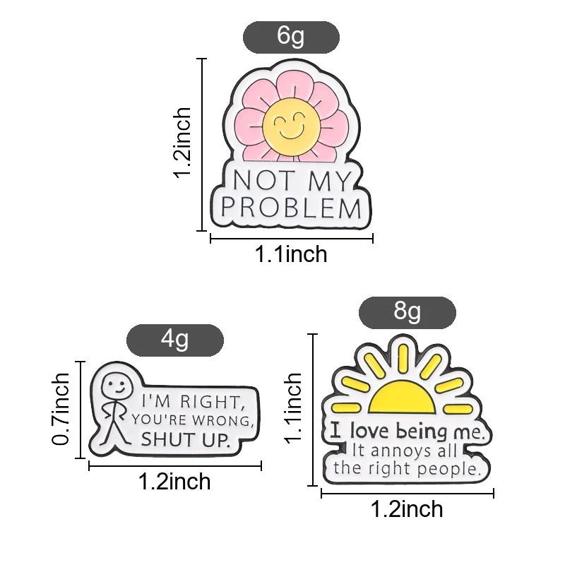 Not My Problem Floral Smiley Enamel Pin Sarcastic Relaxed Brooch for Introverts and Stress Free Daily Wear Style