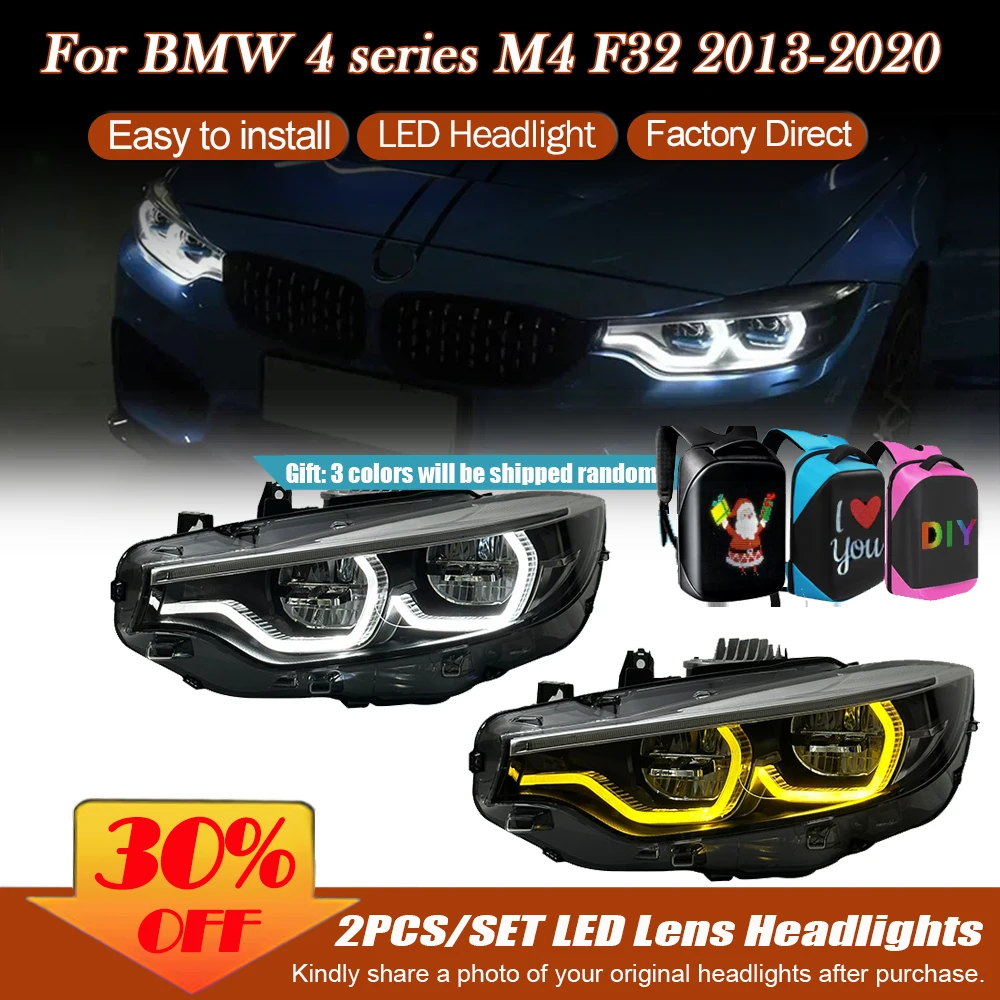 Car Headlights For BMW 4 series M4 F32 2013-2020 LED Headlamp Assembly Upgrade High Configure Projector Lens Accessories Kit
