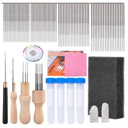 MIUSIE Various Size Needle Felting Kit With Wood Handle  Felting Needles Wool Felt Tool Finger Protector For DIY Sewing