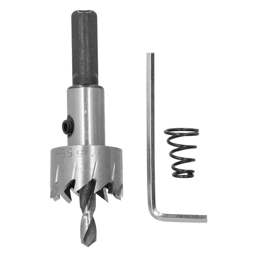 2pcs High Speed Steel Hole Saw Drill Bit Triangular Shank Hex Wrench Included Hole Cutter Kit HSS Material 22mm Diameter