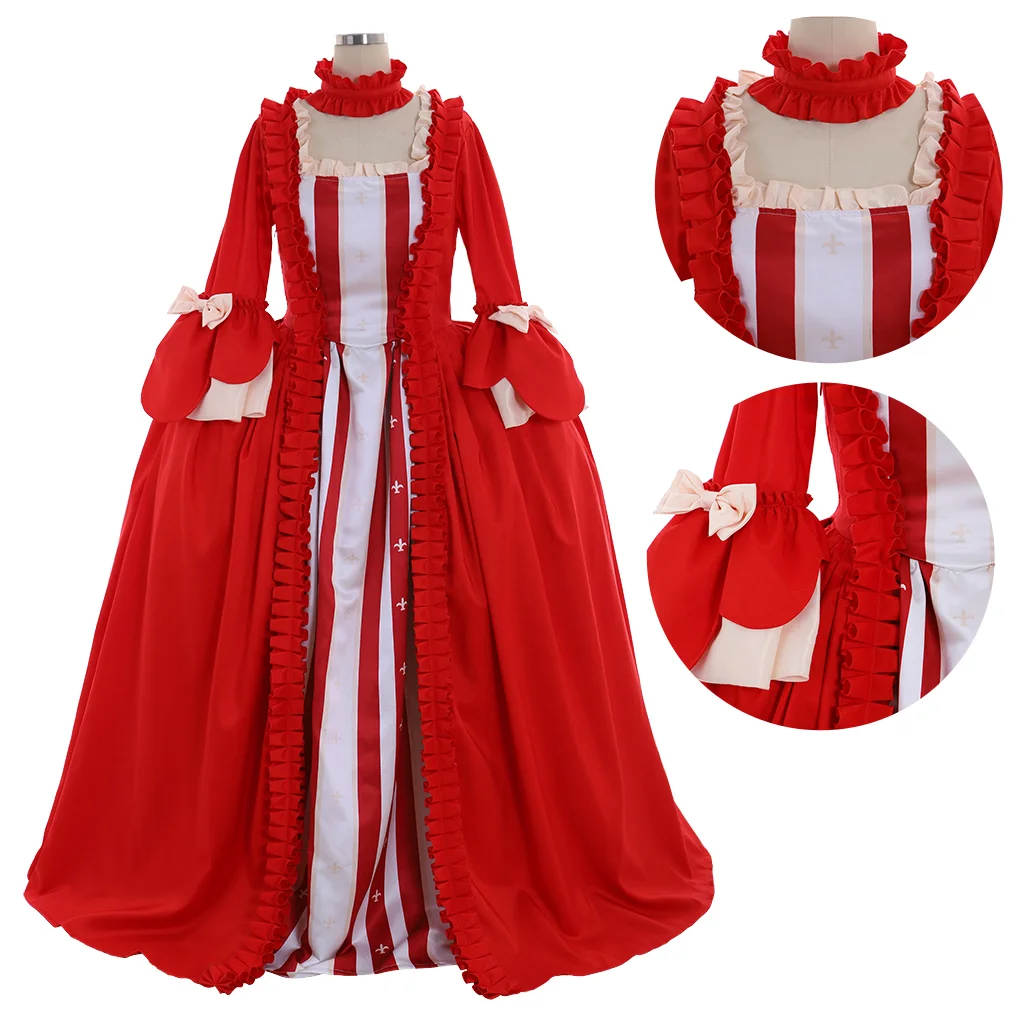 18th Century Victorian Women's Retro Red Lace Dress Princess Dress Rococo Costume Lolita Costume Adult Ladies Customized