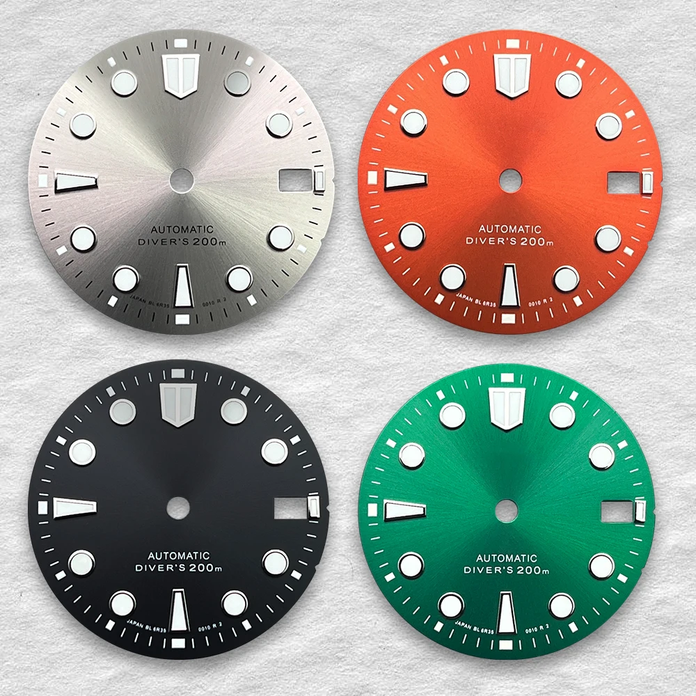 

Nh35 Sunray 28.5mm S Logo Dial Suitable for Nh35/Nh36/4R/7S Movement High Quality Nh35 Modification Accessories C3 Green Luminous