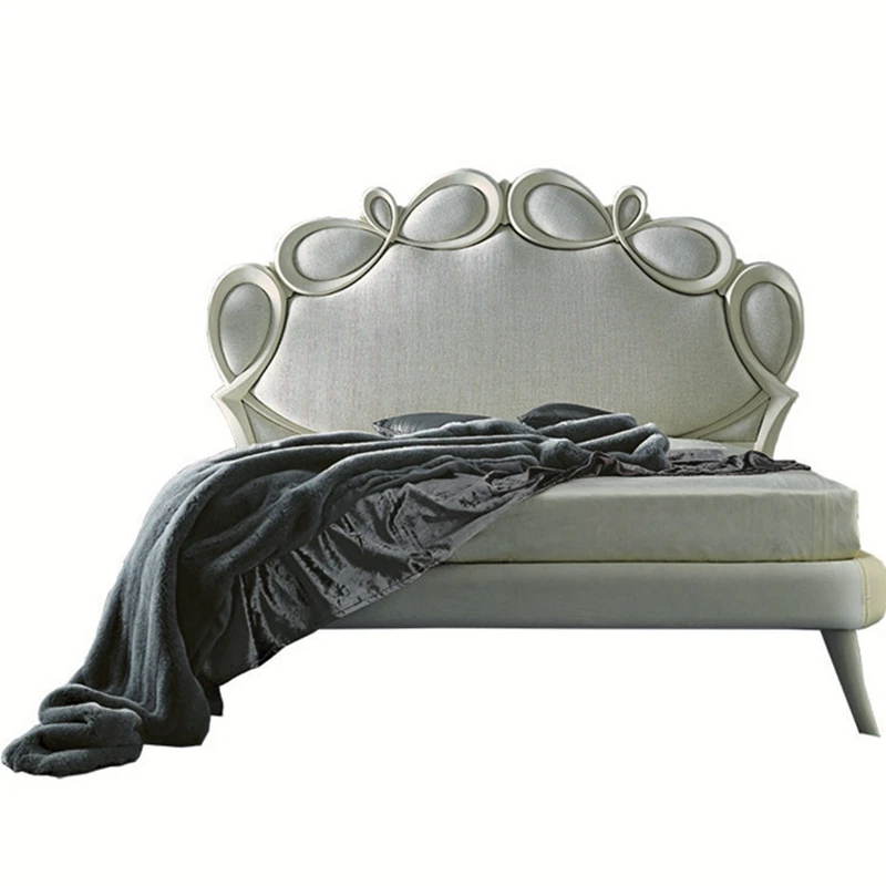 

Легкая роскошная простая двуспальная кровать из цельного дерева, европейская главная спальня, кровать размера «queen-size», роскошная кровать для виллы