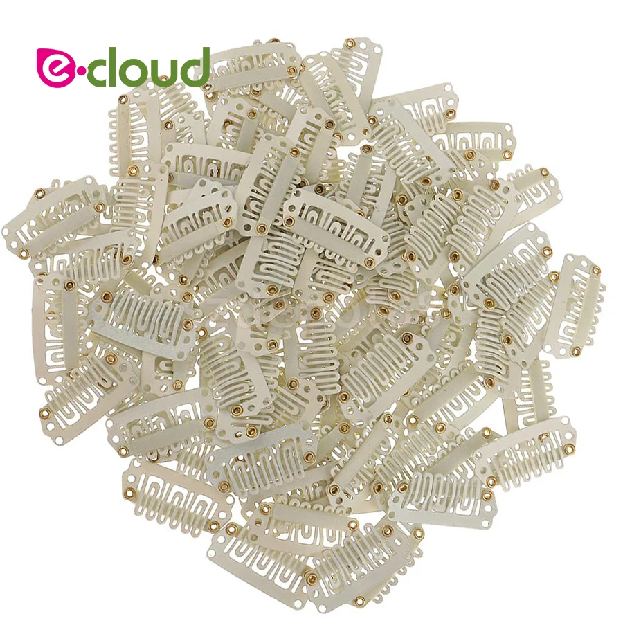 1000 Stks/partij 32Mm U-vormige Snap Clips Voor Hair Extensions Clip Met Siliconen Terug Pruik Clips Voor Clip In weave Pruik Accessoires