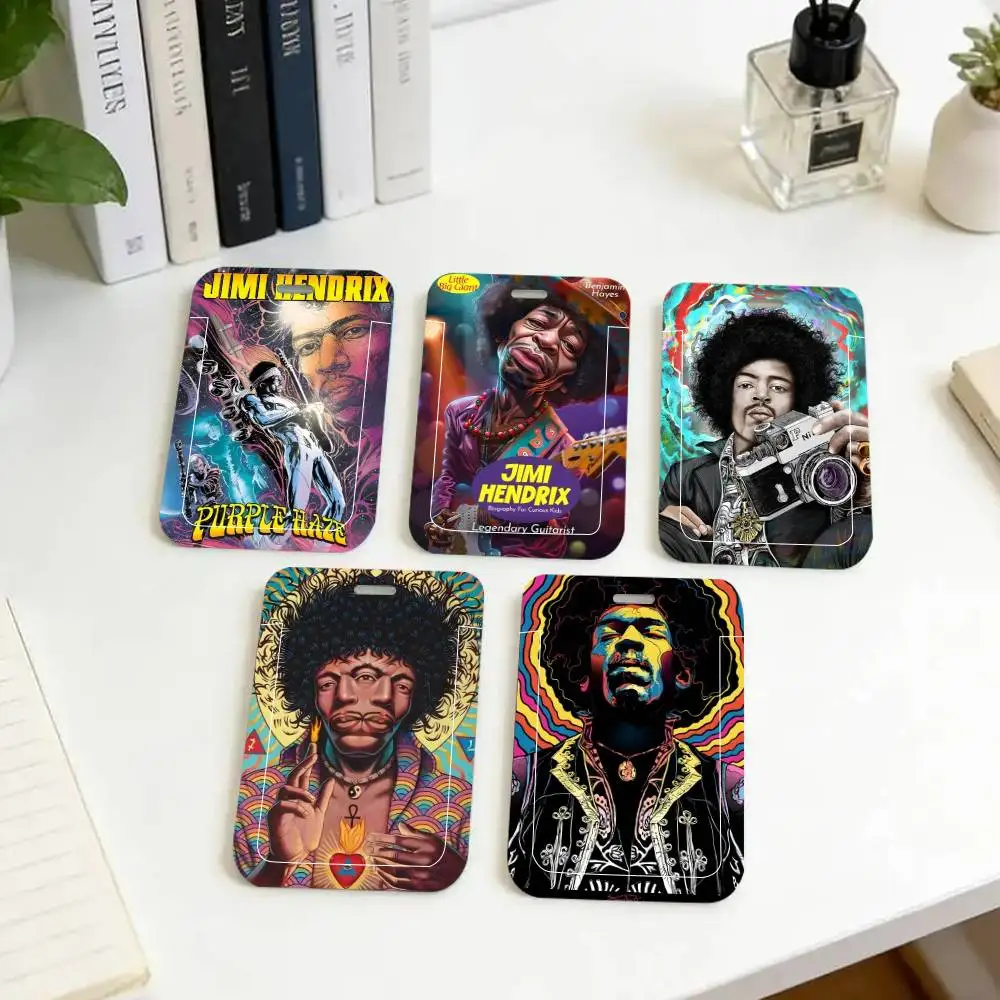 J-Jimi Hendrix Kraft  ID Card Holder Neck Strap Pendant Door Badge Holder Lanyards Keychain Work Credential Case Gift