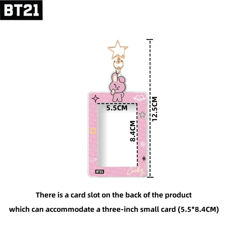 Kawaii Bt21 Popular Anime Kawaii Cooky Koya 3 Inch Idol Transparent Card Holder Credit Id Bank Card Photocard Holder Key Chain