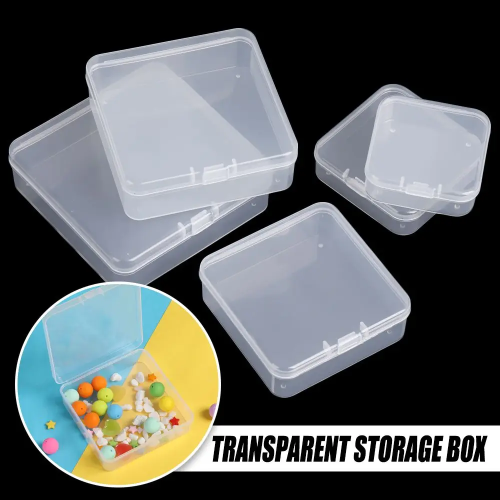 

High Quality Square Transparent Storage Box Plastic 5 Sizse Jewelry Beads Container Transparent Small Items Case Packing Boxes