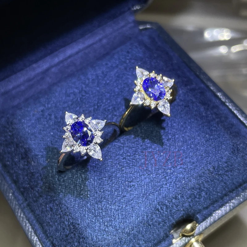 

100% natural Tanzanite Ring 925 Sterling Silver Ring Women's Banquet Wedding Ring Jewelry 2024