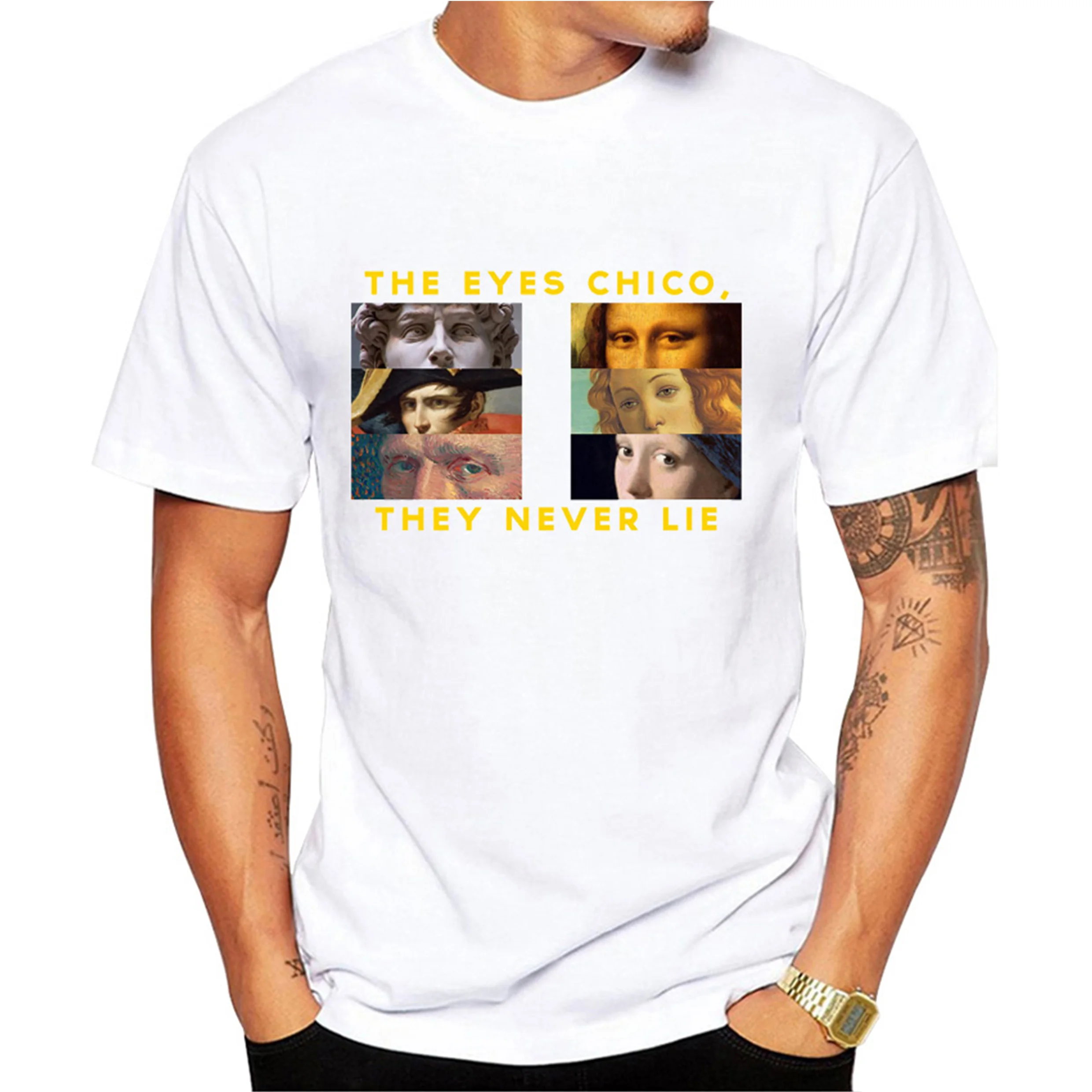 New Summer Fashion Men T-Shirt The eyes chico, they never lie Print T-Shirt Boy Casual Tops Funny Tees Hipster Man Short Sleeve