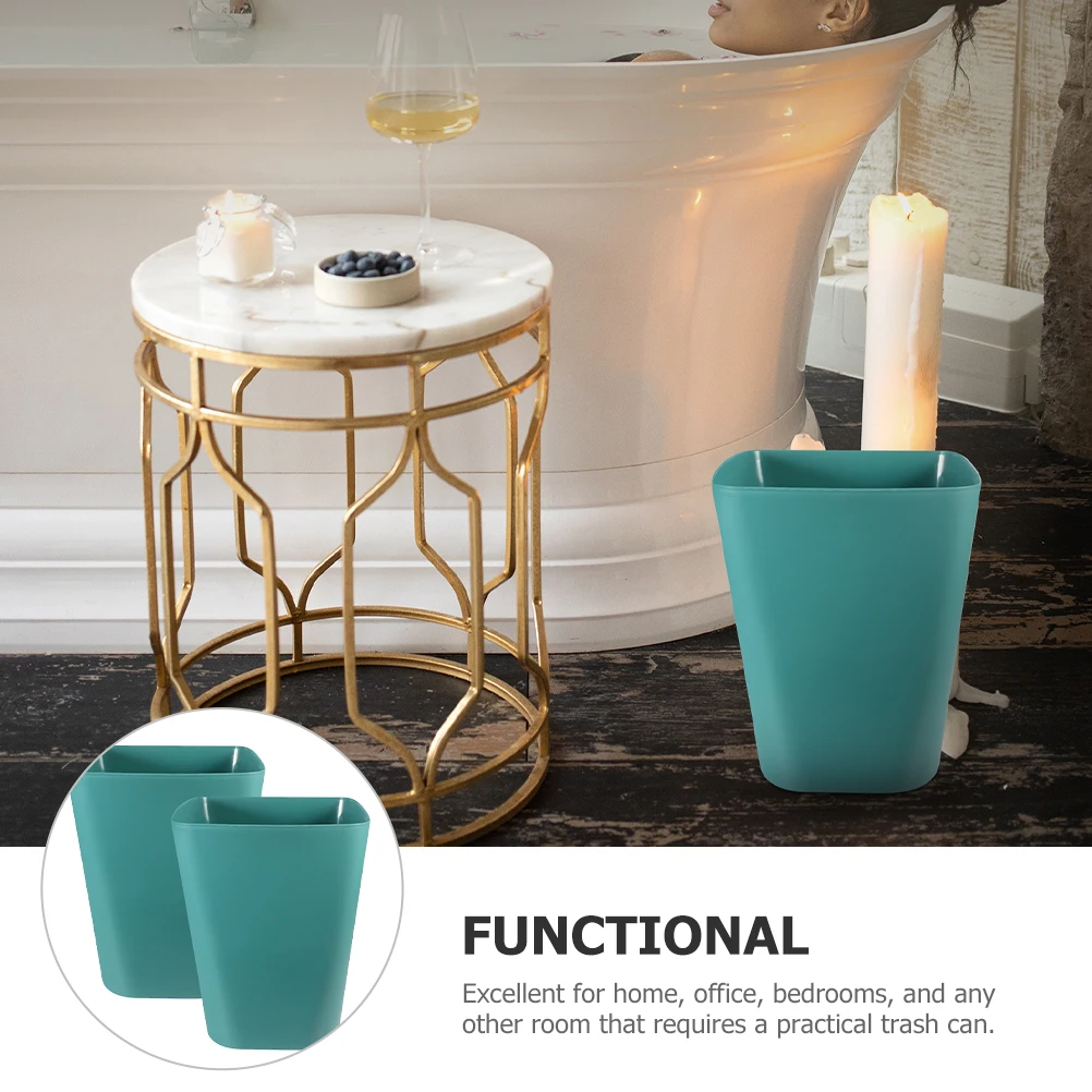 

2pcs Square Trash Can Plastic Garbage Bin Large Capacity Bathroom Bedroom Office Waste Container Easy Clean Bucket For