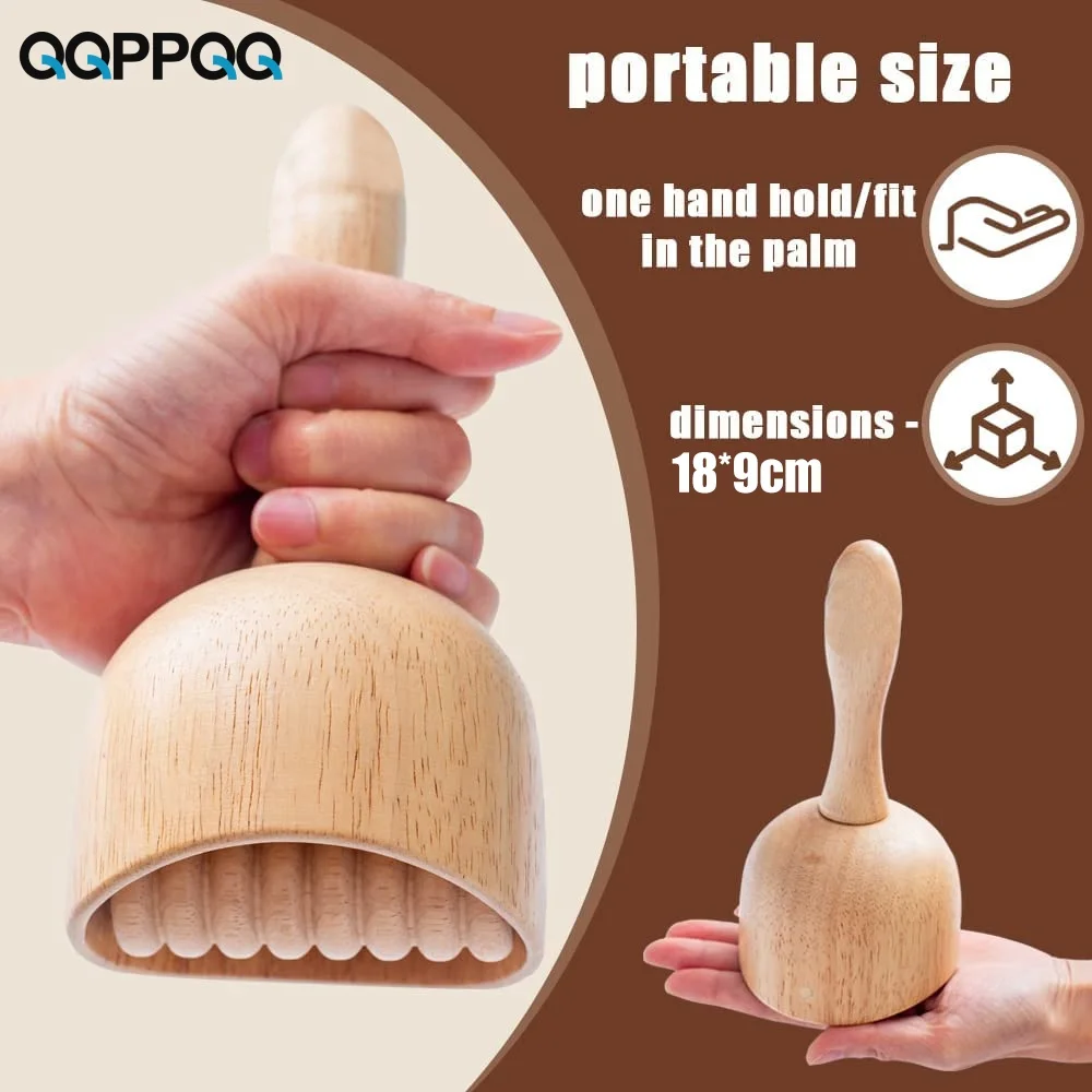 1PC Anti-Cellulite Wood Therapy Swedish Massage Cup with Roller, Handheld Wooden Massage Cup, Wood Cupping Therapy Massage Tool