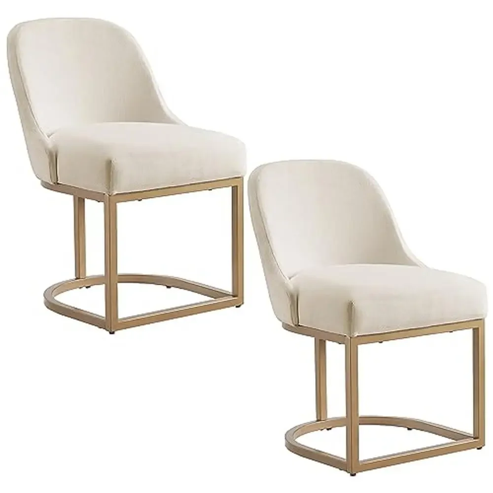 Modern Steel Frame Dining Chair 2-Pack Barrelback Design High Quality Comfortable Seat White/Gold Easy Assembly Versatile Home