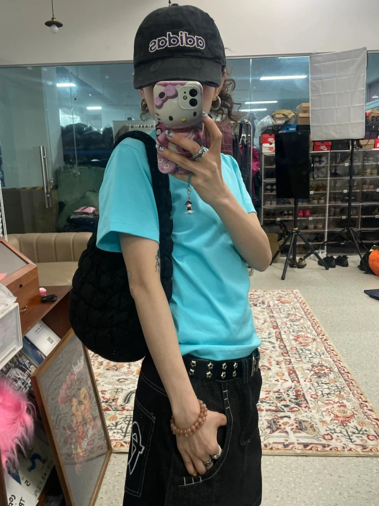 

Джинсовые брюки средней длины большого размера в американском стиле High Street Vibe, женские летние модные брендовые брюки с принтом «пять четвертей»