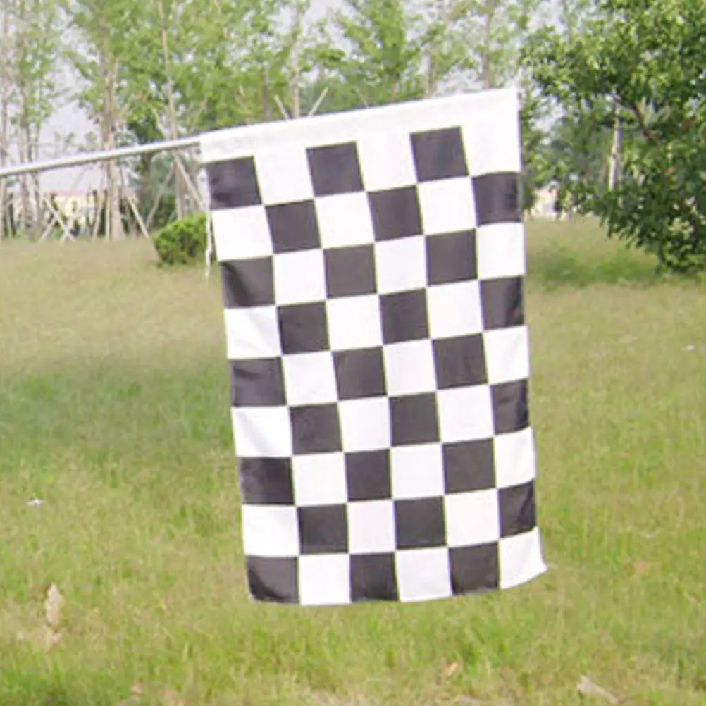 Checkered Flag Polyester Racing Flag Hand Held Mini Race Car Party Decorations for Birthday Theme Events Garden Desk Display - view 4