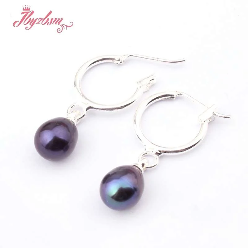 7-8x9-10mm Natural Pink Purple Oval Freshwater Pearl  Elegant Earrings 1 Pair Jewelry for Women Wedding Party Anniversary Gift