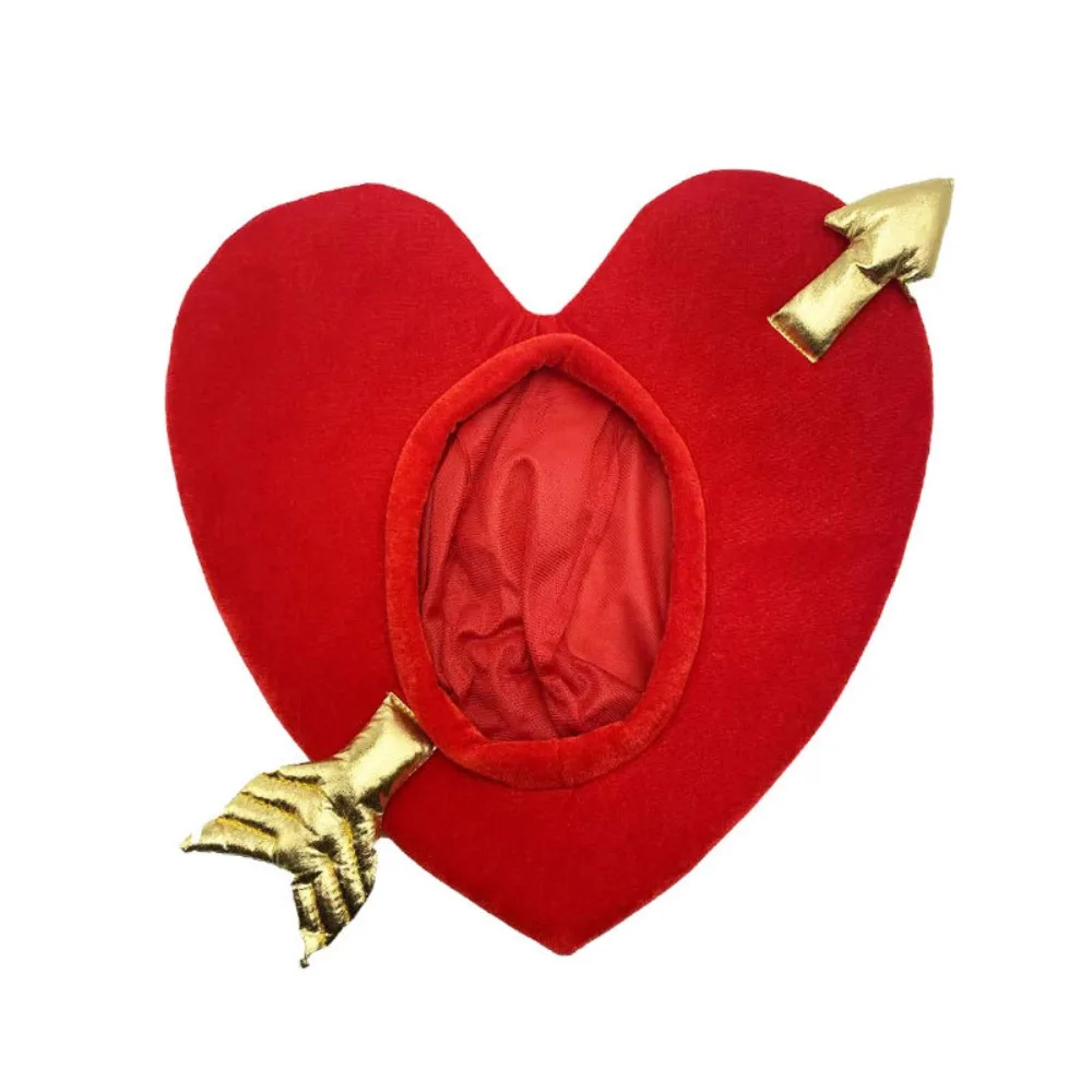 

Kids Toys Gifts Red Heart Shaped Hat Creative Warm Pullover Hat Novelty Headgear Cupid's Arrow Hat Valentines Day