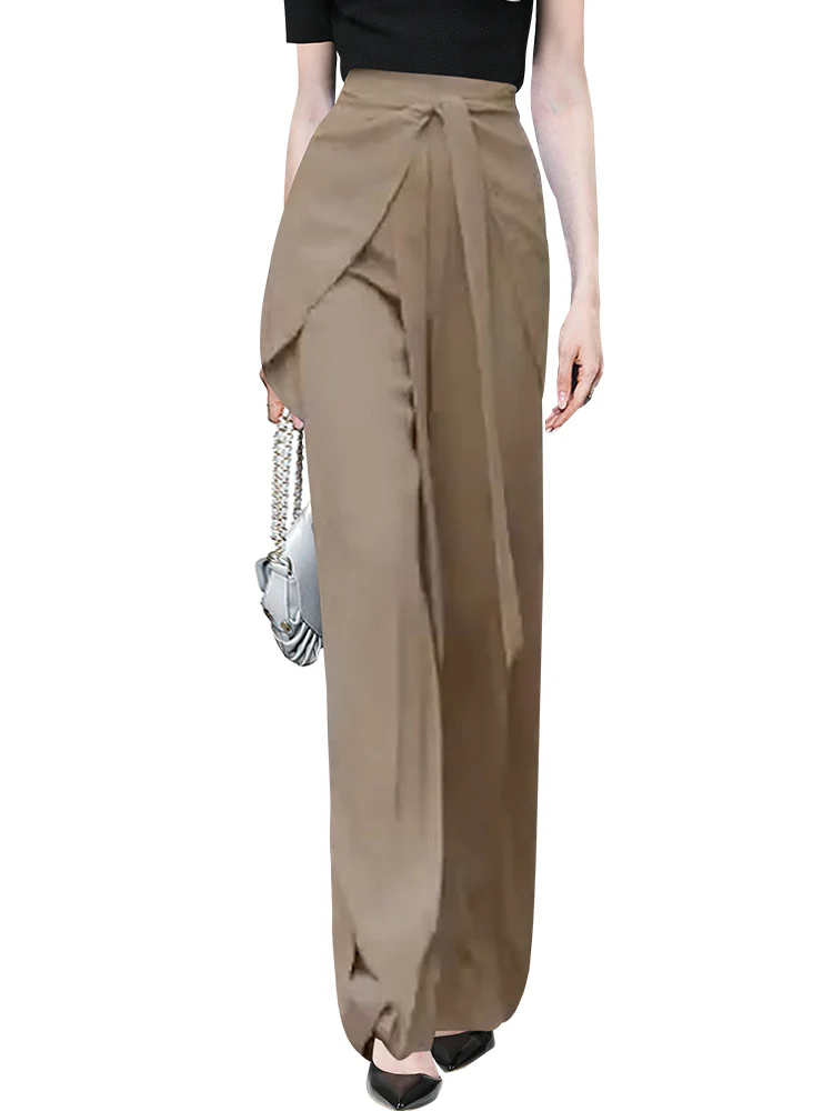 High Waist Wide Leg Casual Pants For Women Spring Summer 2024 Niche Design Floor-length Khaki Suit Pants Female Long Trousers