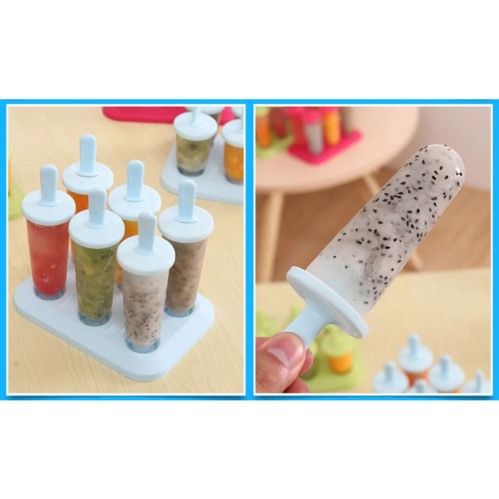 

6 Grids Ice Sticks Mold Food Grade PP Plastic Summer Ice Cream Making Tool Tray Popsicle Molds Kitchen Bar Tools