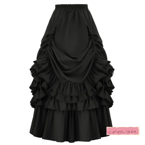 

Японская Лолита, индивидуальная субкультура, темная великолепная юбка средней длины, панк-двор, готическая средневековая ламинированная кружевная юбка для женщин